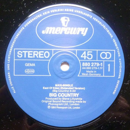 Big Country – East Of Eden (Extended Version) 12" vinyl record, image 3 of 4