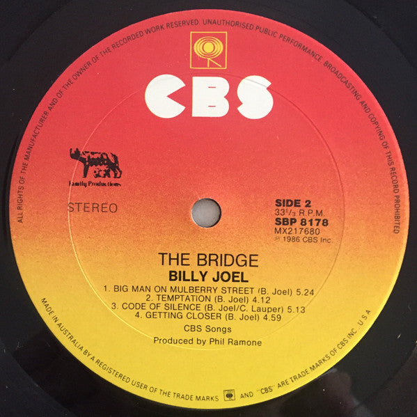 Billy Joel – The Bridge LP vinyl record, image 6 of 6