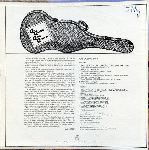 Cal Collins – Cross Country LP vinyl record, image 2 of 4