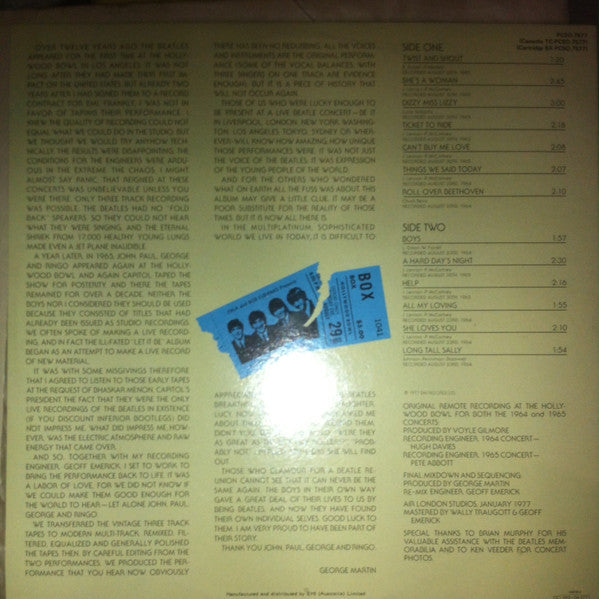The Beatles – The Beatles At The Hollywood Bowl LP vinyl record, image 2 of 5