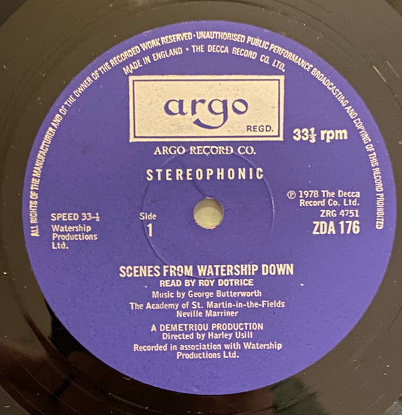 George Butterworth – Scenes From Watership Down LP vinyl record, image 3 of 4