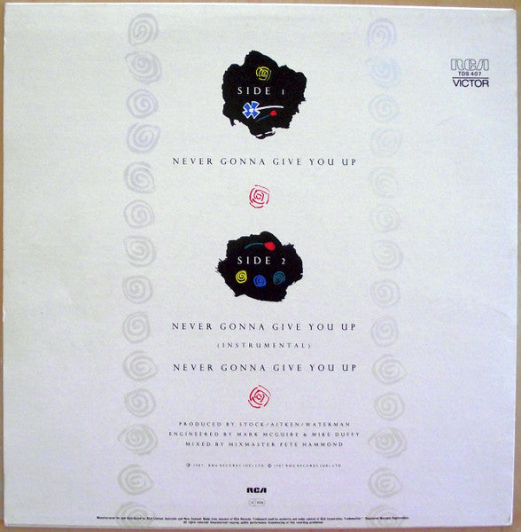 Rick Astley – Never Gonna Give You Up 12" vinyl record, image 2 of 4