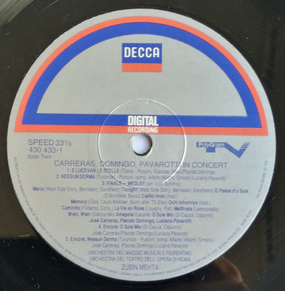 José Carreras, Placido Domingo, Luciano Pavarotti, Zubin Mehta – In Concert LP vinyl record, image 4 of 10