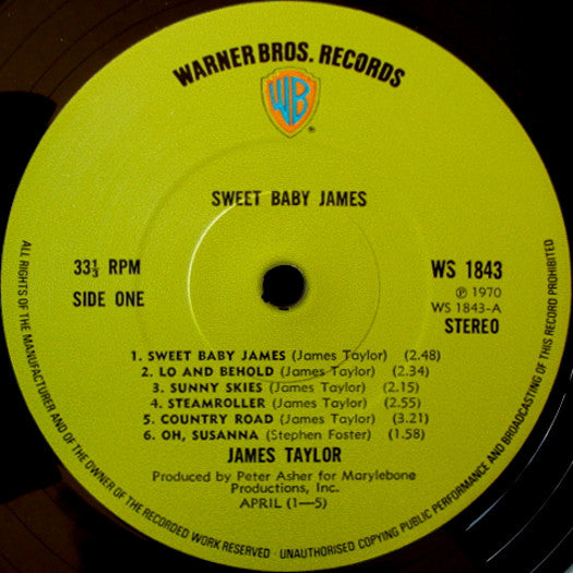James Taylor – Sweet Baby James LP vinyl record, image 3 of 4