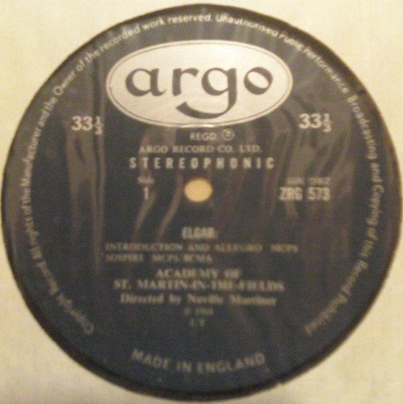Sir Edward Elgar, The Academy Of St. Martin-in-the-Fields, Sir Neville Marriner – Introduction And Allegro / Serenade / Sospiri / Elegy / Dances From The Spanish Lady LP vinyl record, image 2 of 2