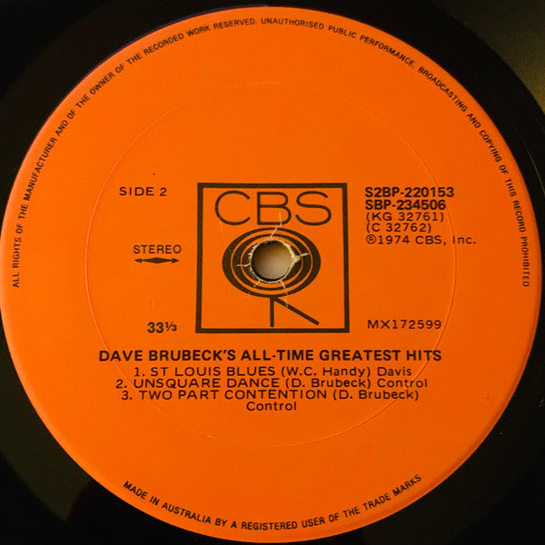 Dave Brubeck – Dave Brubeck's All-Time Greatest Hits (2xLP) LP vinyl record, image 6 of 8