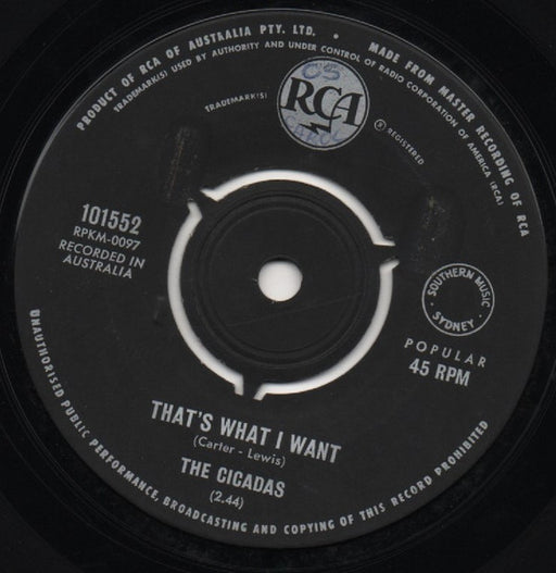 The Cicadas – That's What I Want 7" vinyl record, image 1 of 2