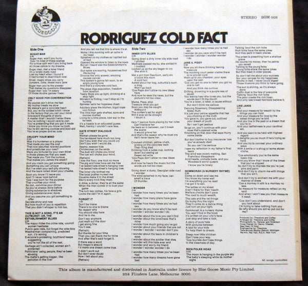 Sixto Rodriguez – Cold Fact LP vinyl record, image 2 of 6