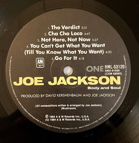 Joe Jackson – Body And Soul LP vinyl record, image 3 of 4