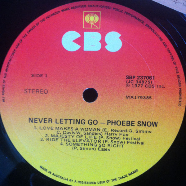 Phoebe Snow – Never Letting Go LP vinyl record, image 5 of 6