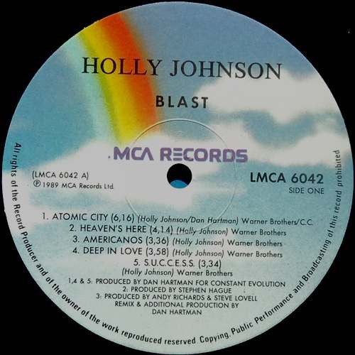 Holly Johnson – Blast LP vinyl record, image 3 of 4
