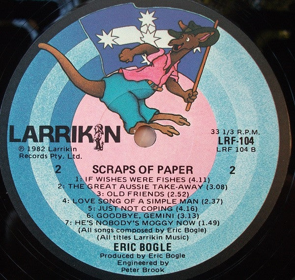 Eric Bogle, John Munro, Brent Miller – Scraps Of Paper LP vinyl record, image 5 of 7
