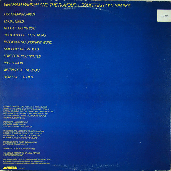 Graham Parker And The Rumour – Squeezing Out Sparks LP vinyl record, image 2 of 6