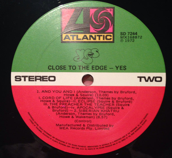 Yes – Close To The Edge LP vinyl record, image 5 of 5