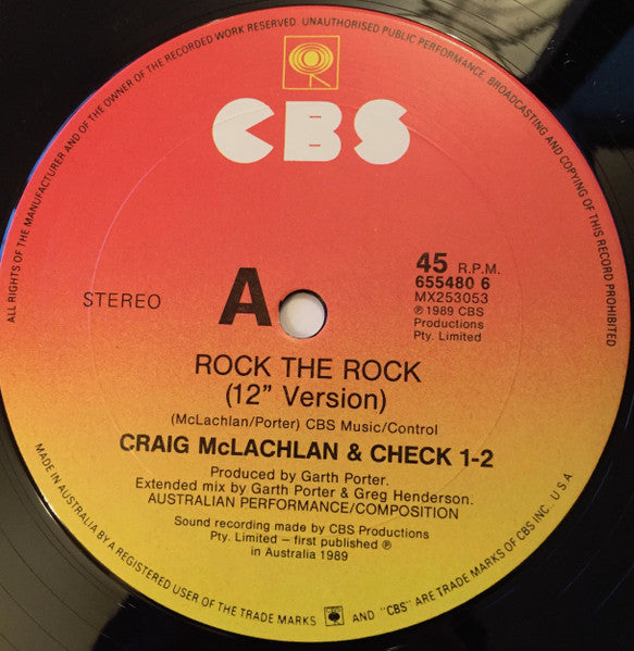 Craig McLachlan & Check 1-2 – Rock The Rock 12" vinyl record, image 3 of 4