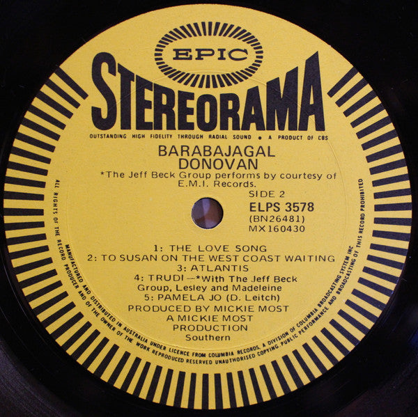 Donovan – Barabajagal LP vinyl record, image 4 of 4