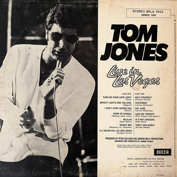 Tom Jones – Live In Las Vegas LP vinyl record, image 2 of 4