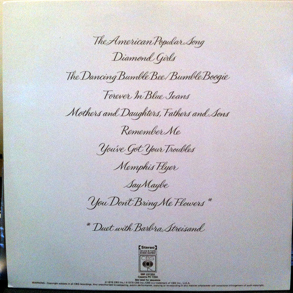Neil Diamond – You Don't Bring Me Flowers LP vinyl record, image 2 of 5