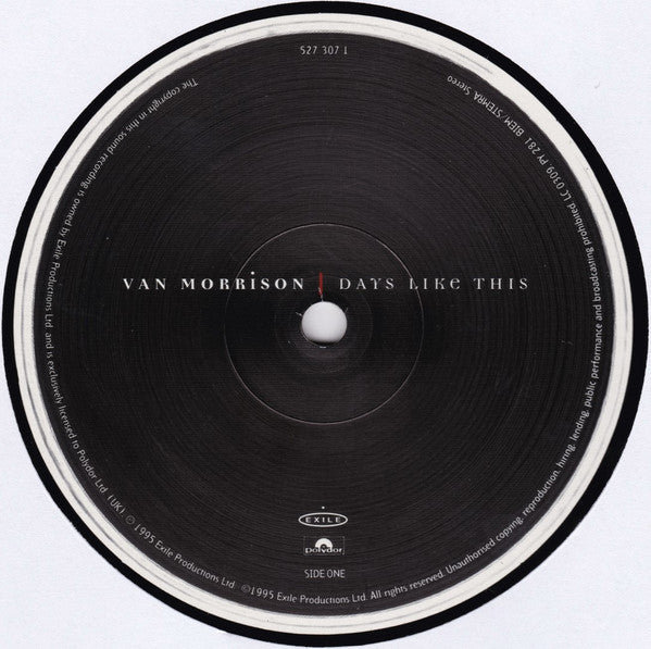 Van Morrison – Days Like This LP vinyl record, image 3 of 6