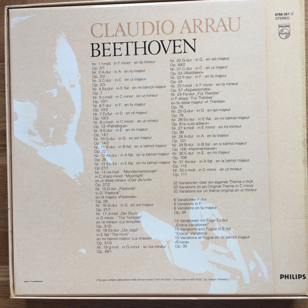 Claudio Arrau, Ludwig van Beethoven – Die 32 Sonaten - Variationen = The 32 Sonatas - Variations = Les 32 Sonates - Variations (14xLP) LP vinyl record, image 2 of 4