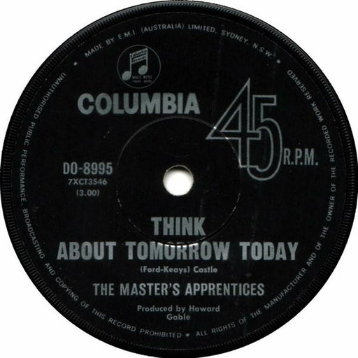 The Master's Apprentices – Think About Tomorrow Today 7" vinyl record, image 1 of 2