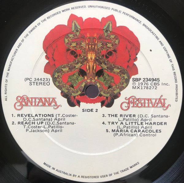 Santana – Festivál LP vinyl record, image 4 of 6