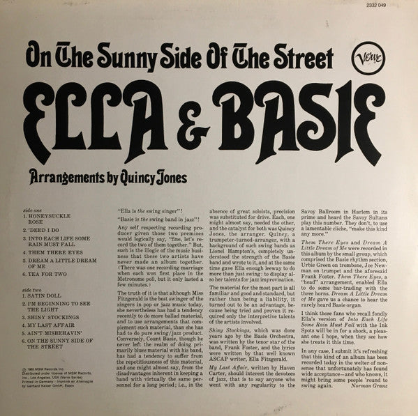Ella Fitzgerald, Count Basie Orchestra – Ella And Basie! LP vinyl record, image 2 of 4