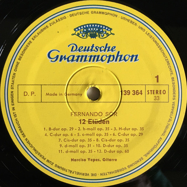 Fernando Sor, Narciso Yepes – 24 Etüden LP vinyl record, image 3 of 3