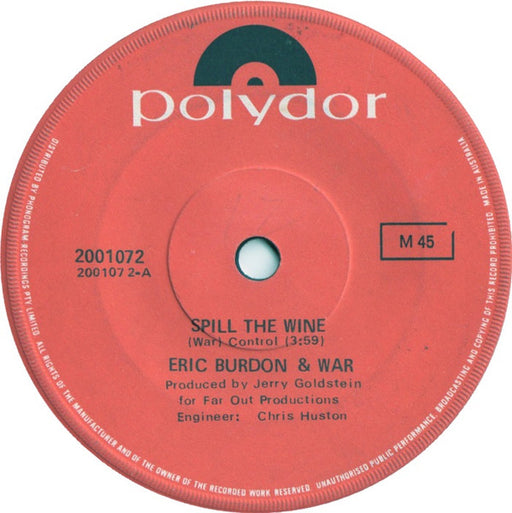 Eric Burdon & War – Spill The Wine 7" vinyl record