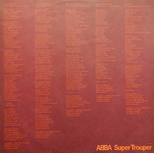 ABBA – Super Trouper = スーパー・トゥルーパー LP vinyl record, image 10 of 10