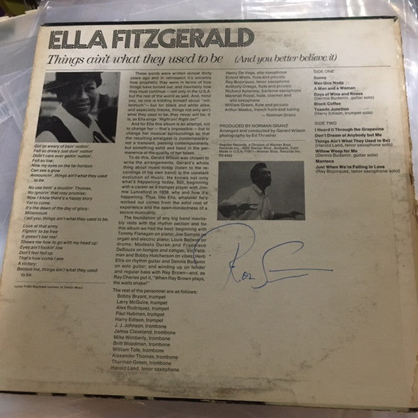 Ella Fitzgerald – Things Ain't What They Used To Be (And You Better Believe It) LP vinyl record, image 2 of 3