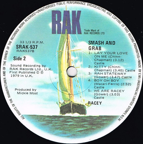 Racey – Smash And Grab LP vinyl record, image 4 of 4