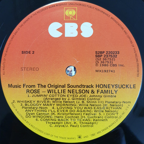 Willie Nelson & Family – Honeysuckle Rose (Music From The Original Soundtrack) (2xLP) LP vinyl record, image 4 of 6