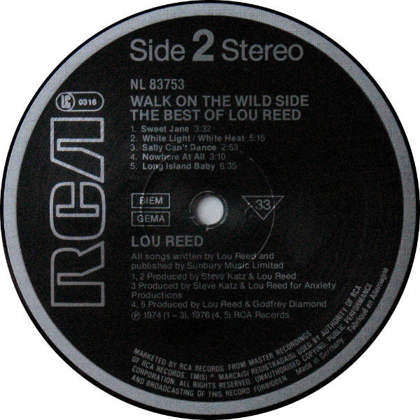Lou Reed – Walk On The Wild Side - The Best Of Lou Reed LP vinyl record, image 4 of 4