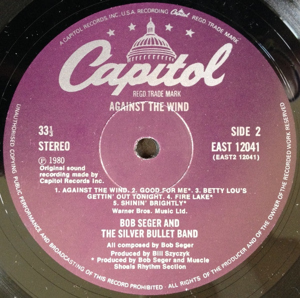 Bob Seger And The Silver Bullet Band – Against The Wind LP vinyl record, image 4 of 6