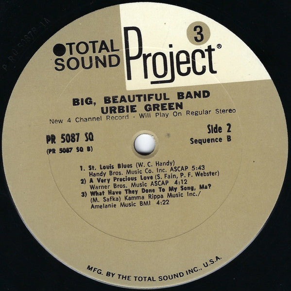 Urbie Green – Urbie Green's Big Beautiful Band LP vinyl record, image 3 of 4