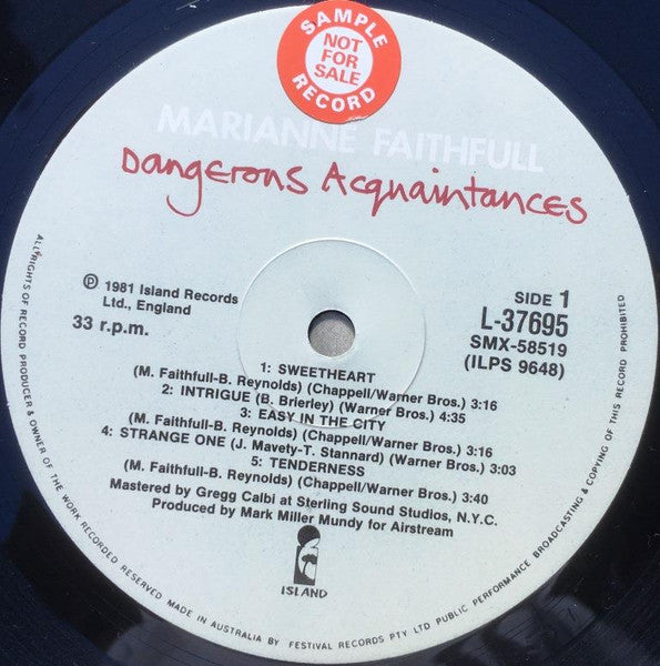 Marianne Faithfull – Dangerous Acquaintances LP vinyl record, image 4 of 5