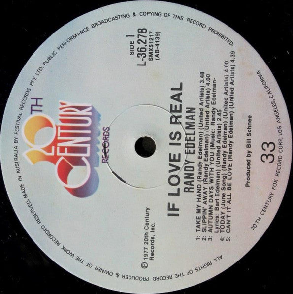 Randy Edelman – If Love Is Real LP vinyl record, image 3 of 4