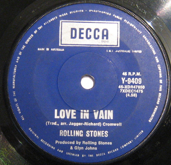 The Rolling Stones – Little Queenie / Love In Vain 7" vinyl record, image 2 of 3