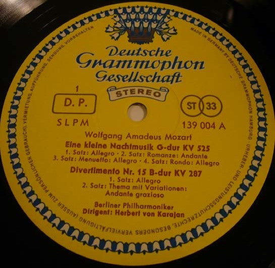 Wolfgang Amadeus Mozart, Berliner Philharmoniker, Herbert von Karajan – Eine Kleine Nachtmusik, Divertimento KV 287 LP vinyl record, image 3 of 4