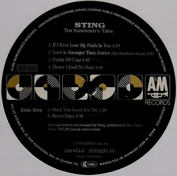 Sting – Ten Summoner's Tales LP vinyl record, image 3 of 6
