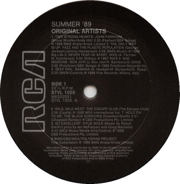 Various – Summer '89 LP vinyl record, image 3 of 4