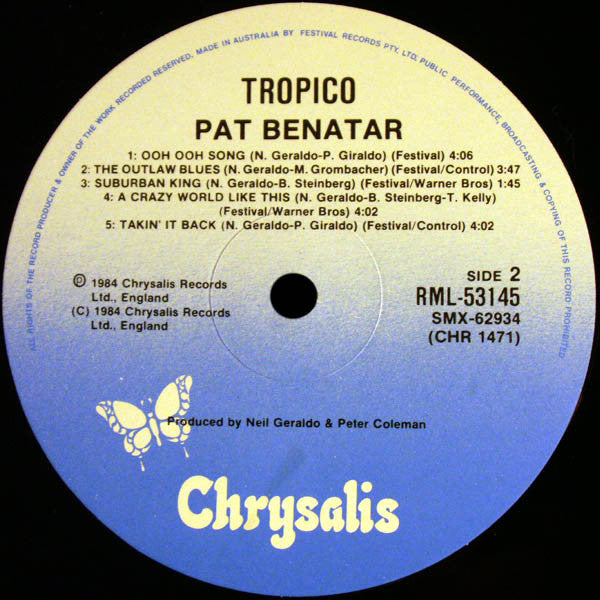 Pat Benatar – Tropico LP vinyl record, image 4 of 6