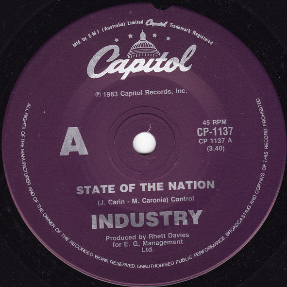 Industry – State Of The Nation 7" vinyl record, image 1 of 2