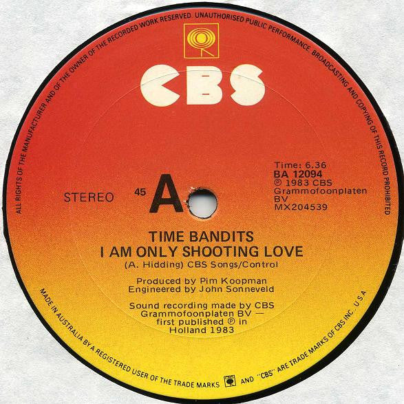 Time Bandits – I Am Only Shooting Love / Only Lovers Will Survive 12" vinyl record, image 2 of 3