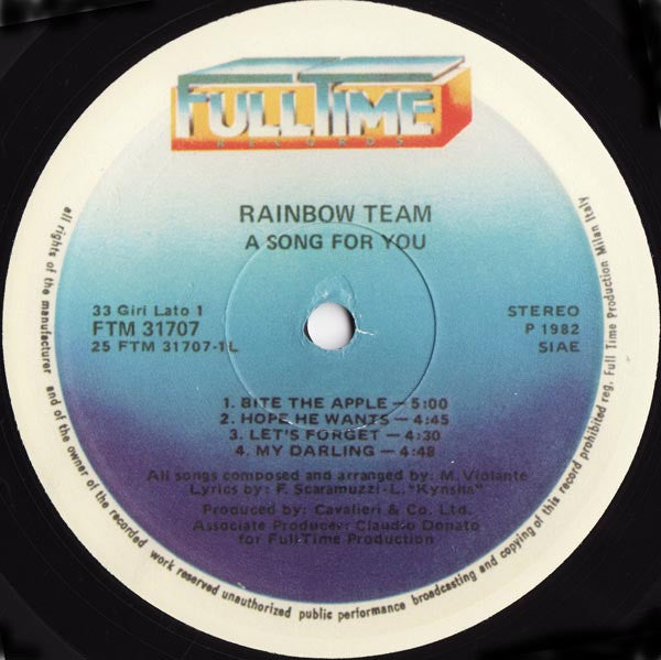 Rainbow Team – A Song For You LP vinyl record, image 2 of 3