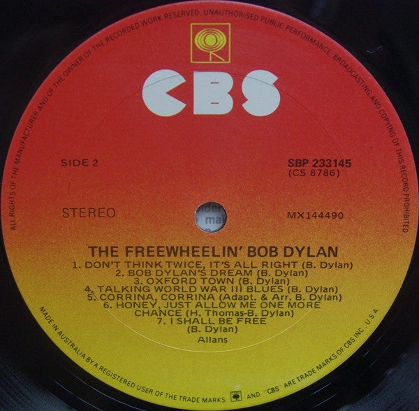 Bob Dylan – The Freewheelin' Bob Dylan LP vinyl record, image 4 of 4