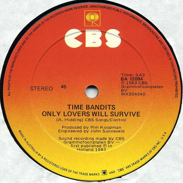 Time Bandits – I Am Only Shooting Love / Only Lovers Will Survive 12" vinyl record, image 3 of 3