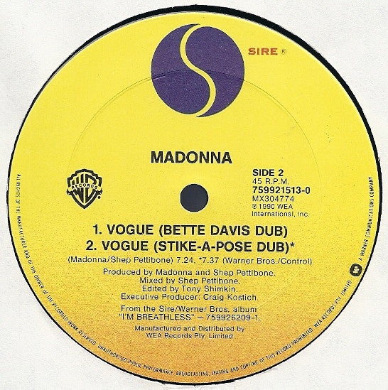 Madonna – Vogue 12" vinyl record, image 4 of 4