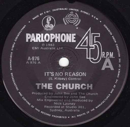 The Church – It's No Reason 7" vinyl record